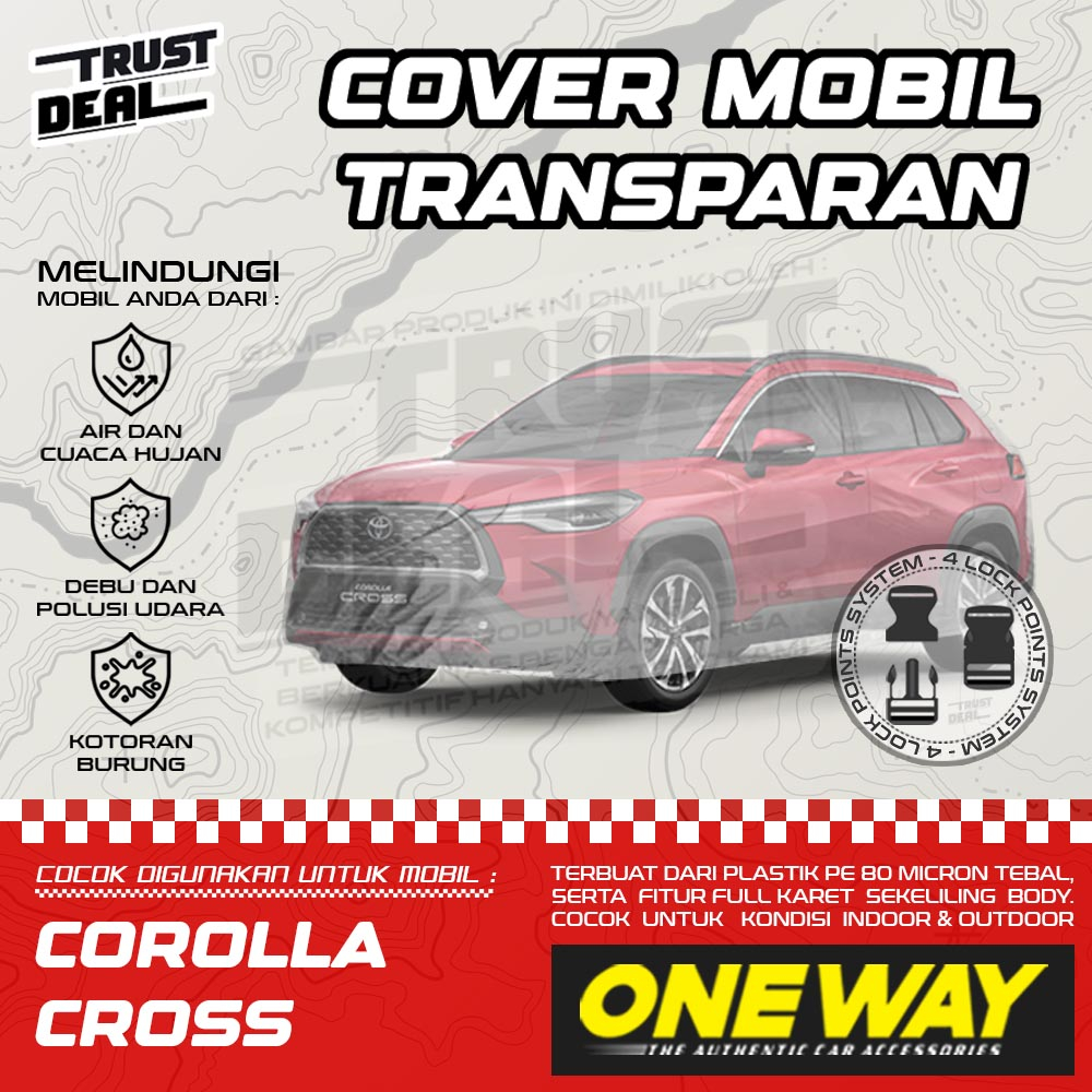 Sarung Cover Mobil Plastik COROLLA CROSS Waterproof Tebal Transparan Anti Air