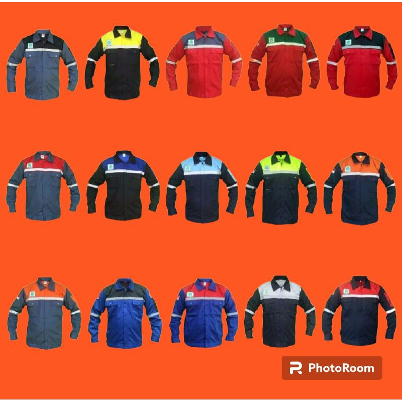 Baju Atasan Wearpack Safety K3 Proyek Tambang Bengkel Las Lengan Panjang Bahan American Drill Grade 