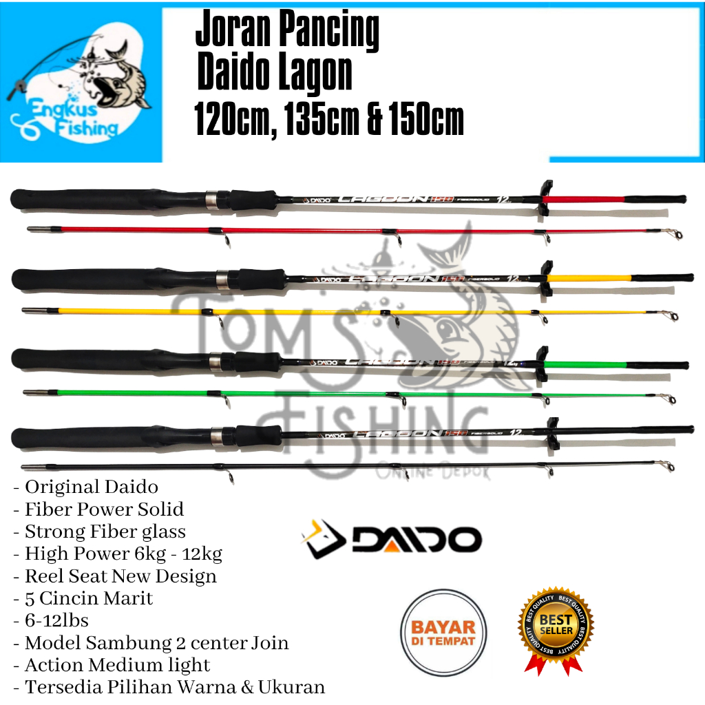 Joran Pancing Daido Lagon 120cm - 150cm (6-12lbs) Fiber Solid High 12kg Murah - Engkus Fishing