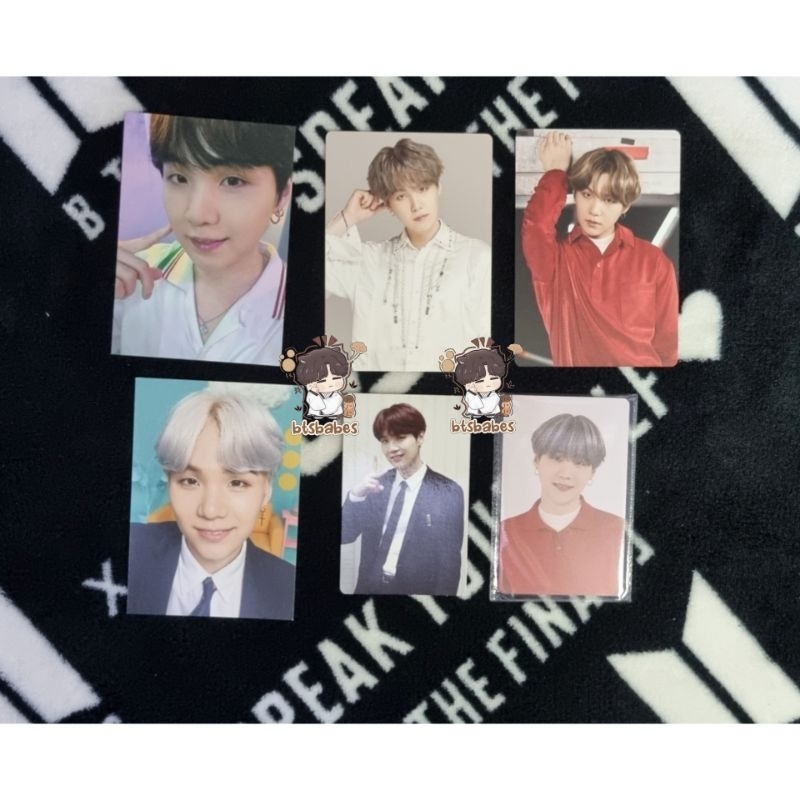 pc memo 18 memories of 2018 suga yoongi / pc pajama sowoozoo suga / card ticket yoongi / hea happy e