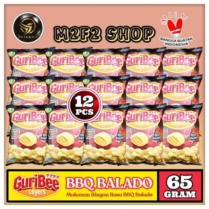 

Keripik GuriBee Layers Snacks BBQ Balado - 65 gr (Kemasan 12 Pcs)