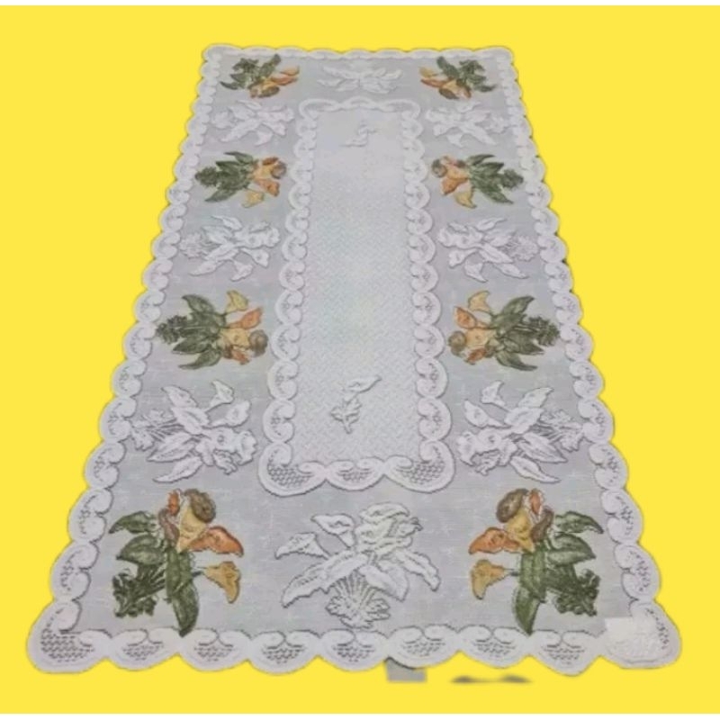 Taplak meja tamu polyester//Taplak meja tamu rajut//Taplak meja tamu persegi//Taplak meja tamu perse