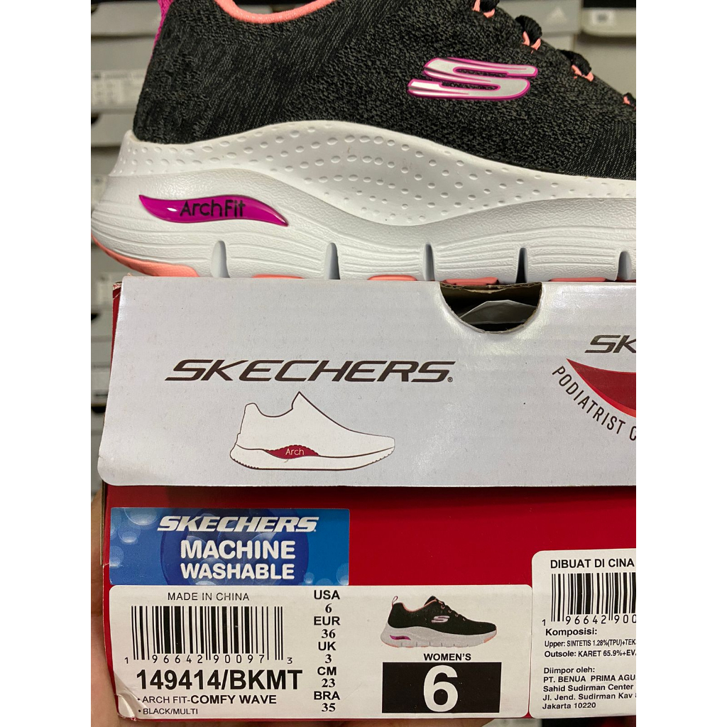 Skechers Arch Fit Comfy Wave Black Multi 149414/BKMT Women's Shoes Original