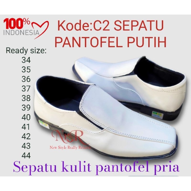 Sepatu Pantofel putih Kulit pria/Sepatu Kulit Vantofel putih laki laki/SEPATU PUTIH PRIA leather  Sepatu Kerja formal dinas resmi putih ukuran 36 37 38 39 40 41 42 43 44