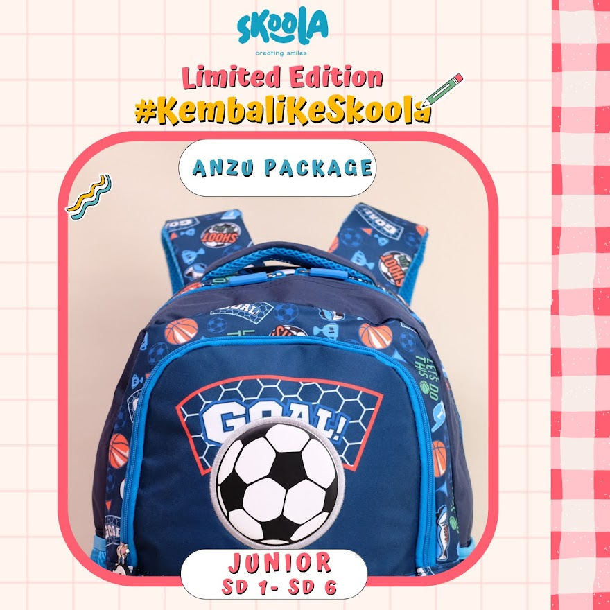 Skoola Special Package Tas Sekolah Anak Perempuan Laki - Laki SD Ransel + Tempat Pensil - Anzu