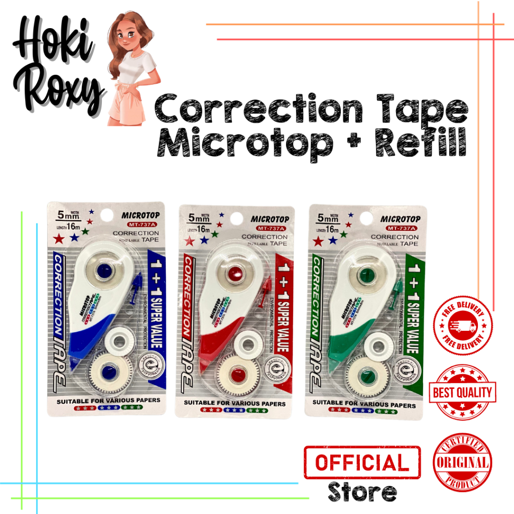 

Tip Ex//Correction Tape Reffilable// Dapet isi ulang// Refill Microtop 737A // Murah