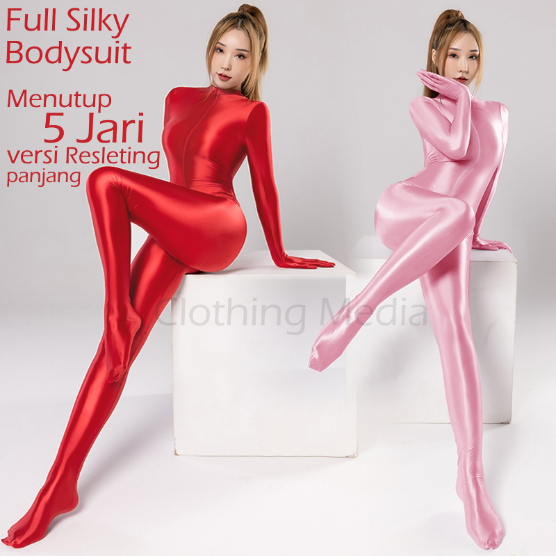 Bodysuit Full Resleting Panjang Menutup 5 Jari Tangan dan Kaki Warna Satin Silky