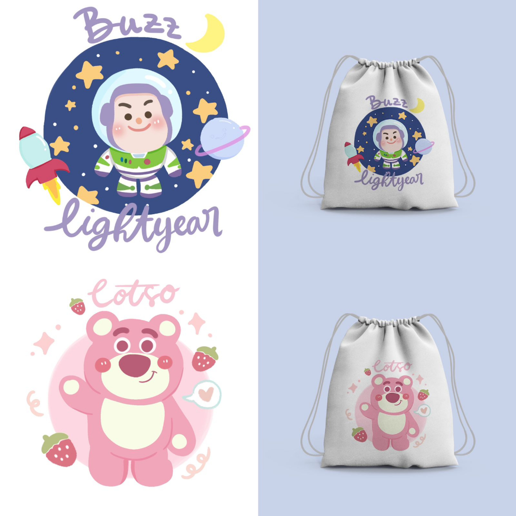 Tas Serut atau String Bag dan Totebag Bergambar Cute Doodle Motif Disneyy Volume 3/Toy Storyy/Lotsoo/Jessie/ Buzz/Woody