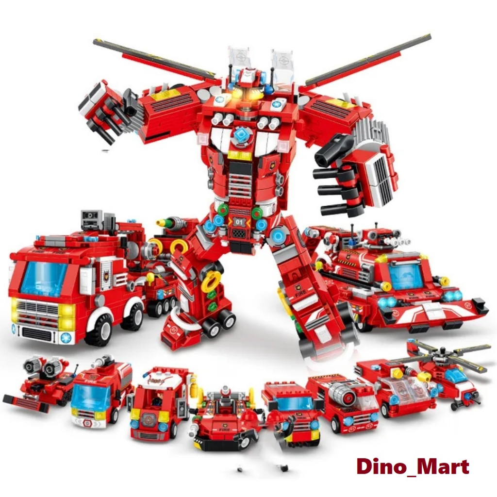 Panlos Brick Mobil dan Robot Fire Rescue Engine 8 in 1 633028
