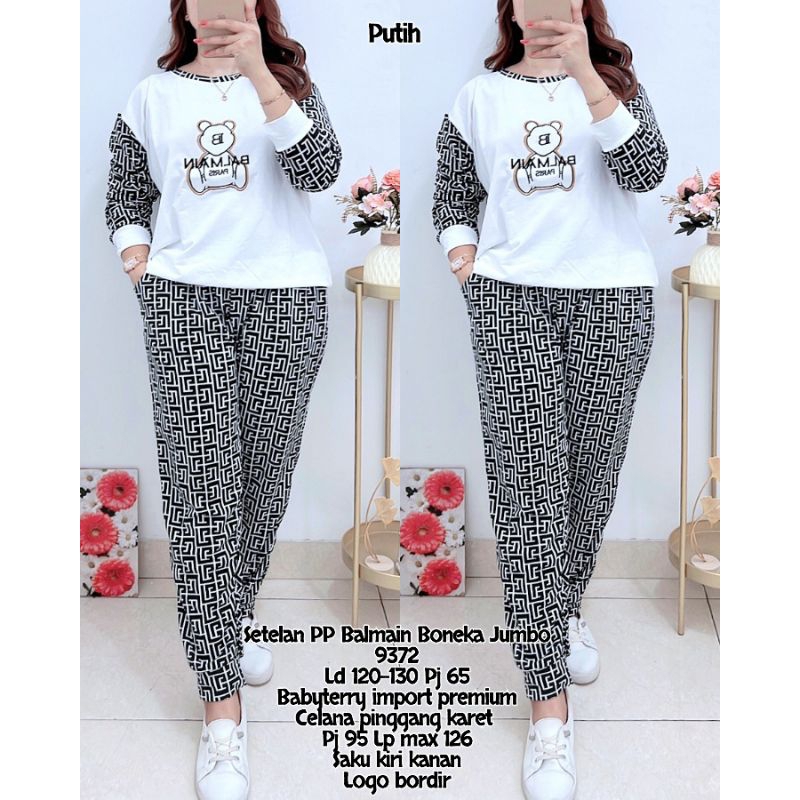 Setelan PP Balmain Boneka Jumbo 9372 Putih Detail di pict