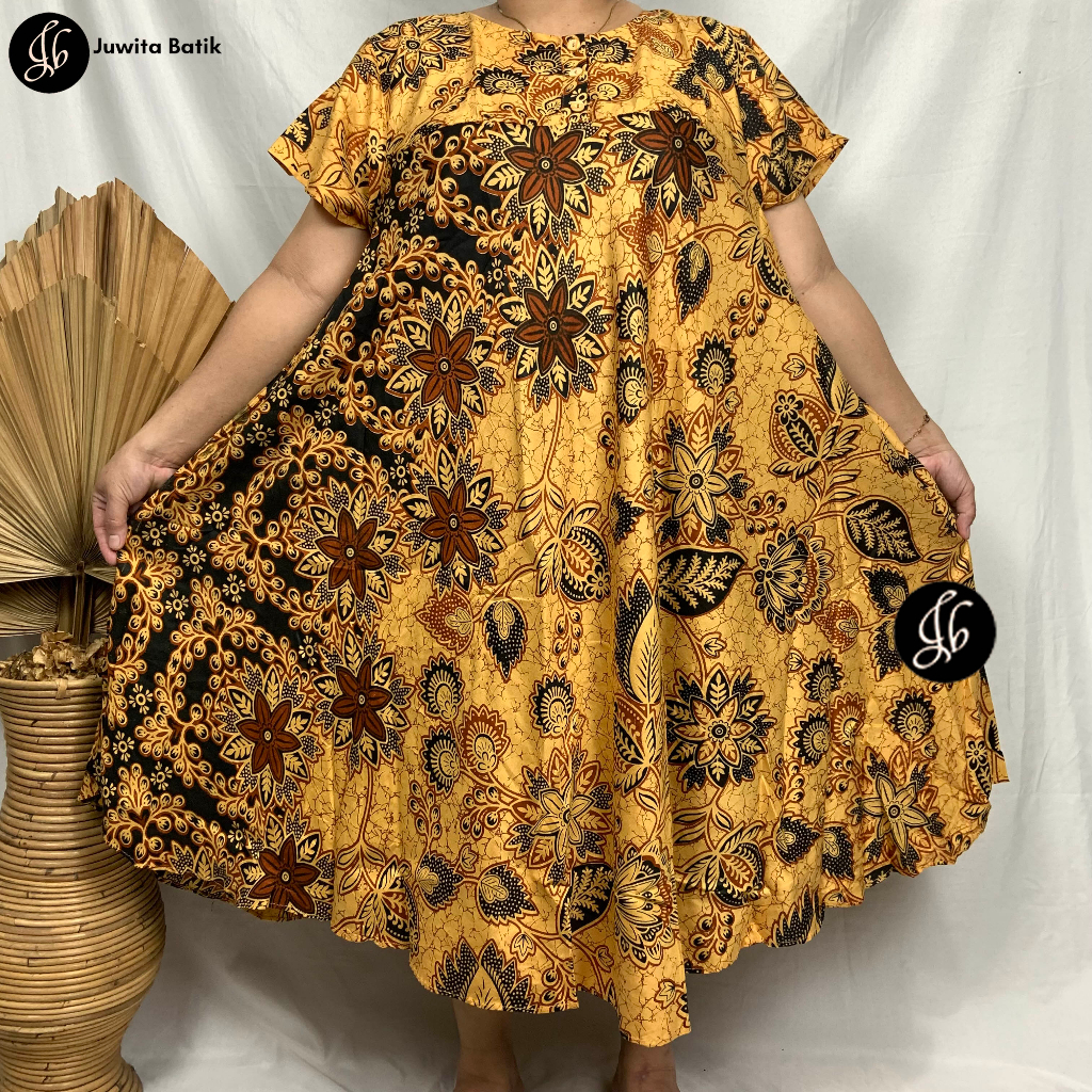 Juwita Batik - Daster Payung Jumbo LD 130 XXXL Klok Motif Batik Mahkota Kencana