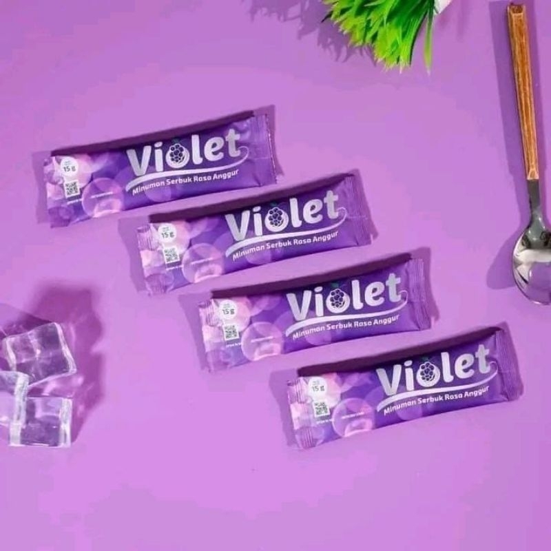 Pemutih Badan Violet Minuman Collagen Pemutih Serbuk Isi 6 Sachet Rasa Anggur / Suplemen pemutih badan / serbuk minuman pemutih / suplemen pemutih kulit