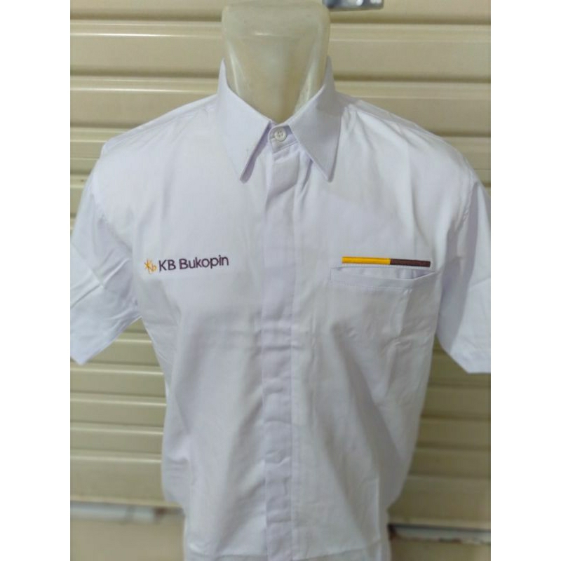 Kemeja / Seragam KB BUKOPIN Putih Lengan Pendek UK M L dan XL