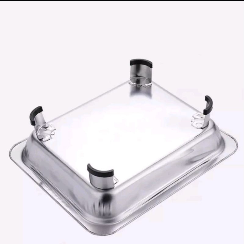 tempat prasmanan stainless full kaca / fastfood wadah saji lauk prasmanan / chafing dish