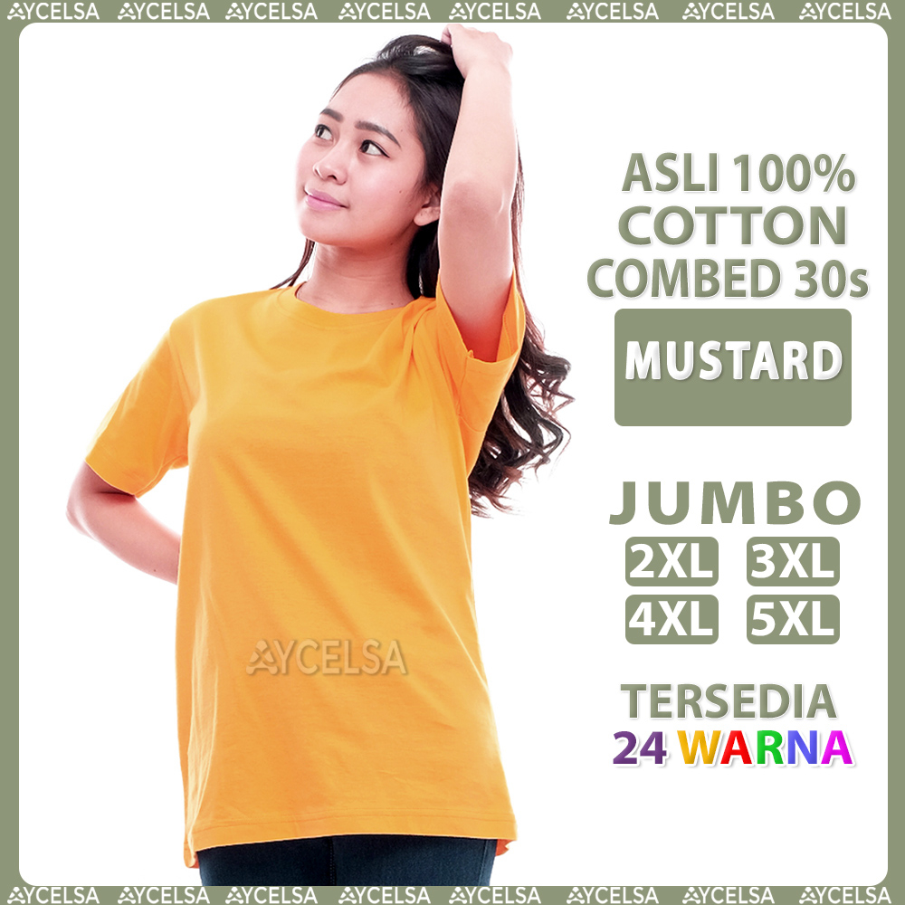 Kaos Polos Jumbo Wanita Pria Lengan Pendek Mustard / Atasan Kaos Jumbo Mustard