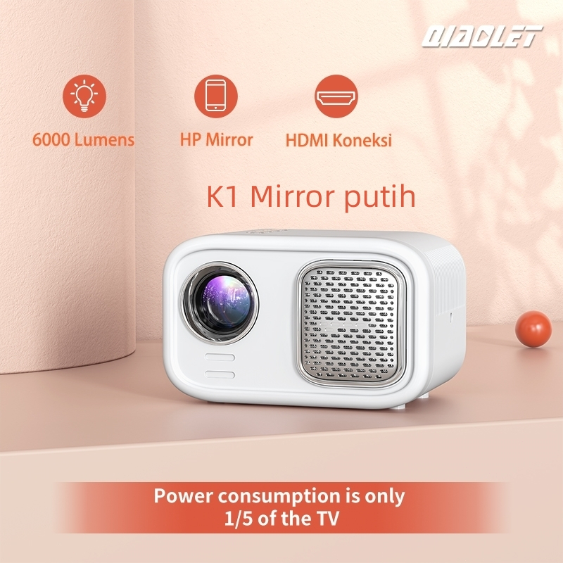 [COD] QIAOLET K1A Proyektor 6000 Lumens Portable Projector Android 9.0 Proyektor Mini Dukungan Untuk Terhubung Ke Laptop Dan HP Home Theater