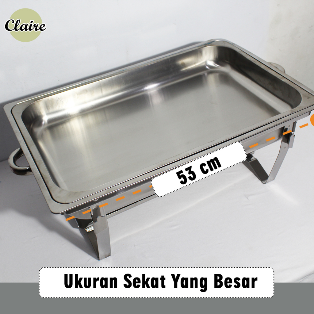 Prasmanan Jumbo 1 Sekat Set Wadah Saji Stainless Steel / Fast Food Dish Prasmanan 11 Liter