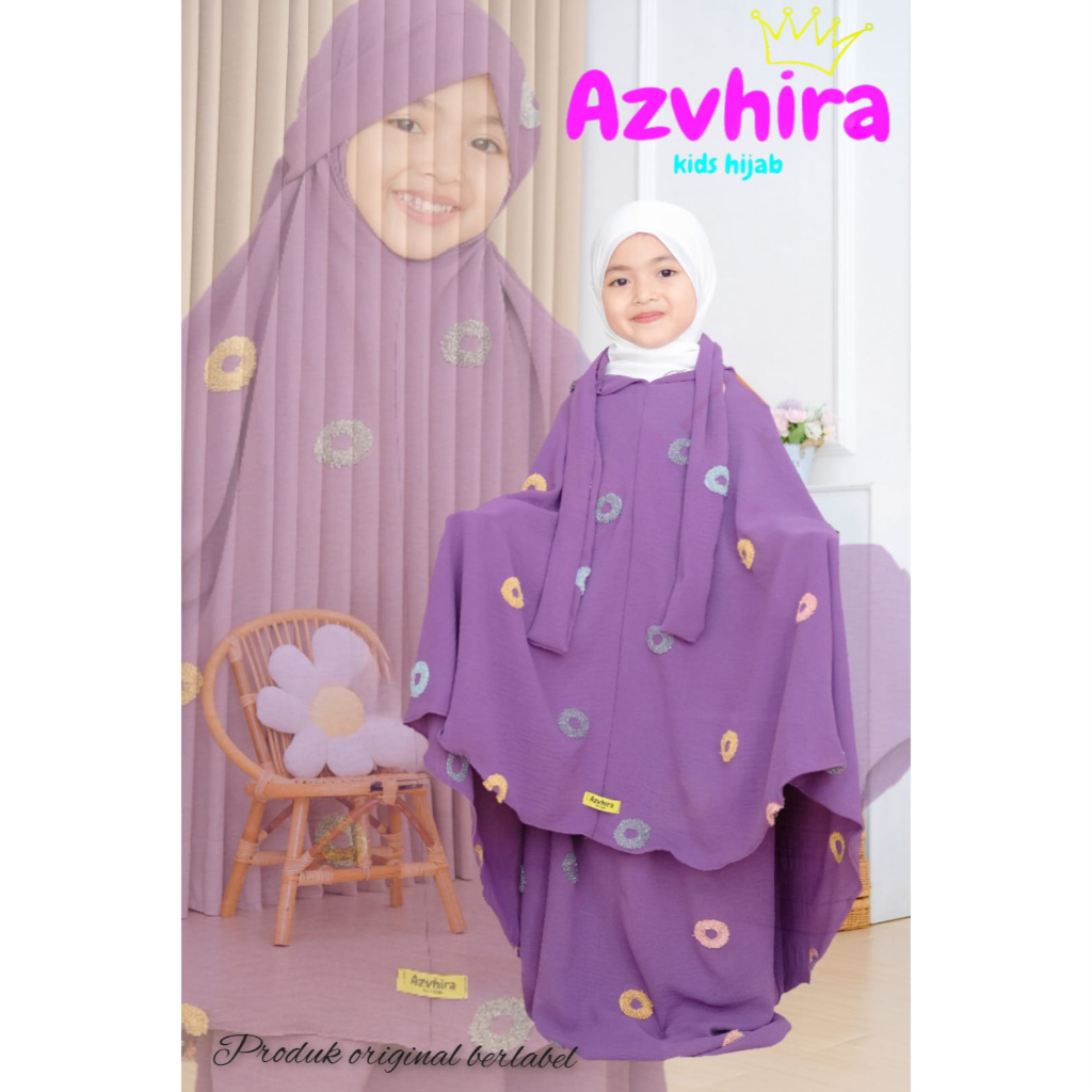 MUKENA CRINKLE DONAT /  MUKENA CRINKLE 3-6 TAHUN / MUKENA ANAK KRINGKLE PEREMPUAN ORI AZVHIRA