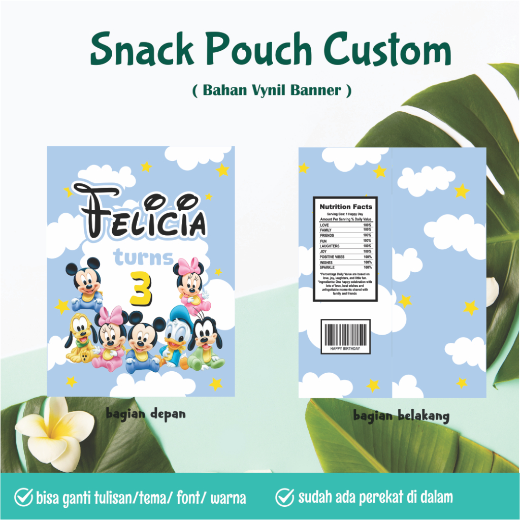 

Snack Pouch Custom | Giant Snack Pouch | Bungkus Snack | Snack Birthday | Pouch ultah