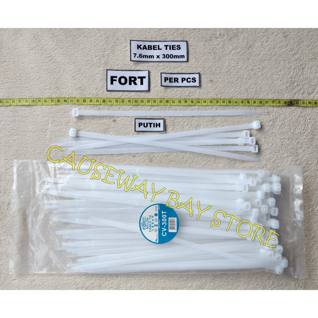 KABEL TIES 7.6 X 300MM PUTIH FORT HARGA (PERPCS)