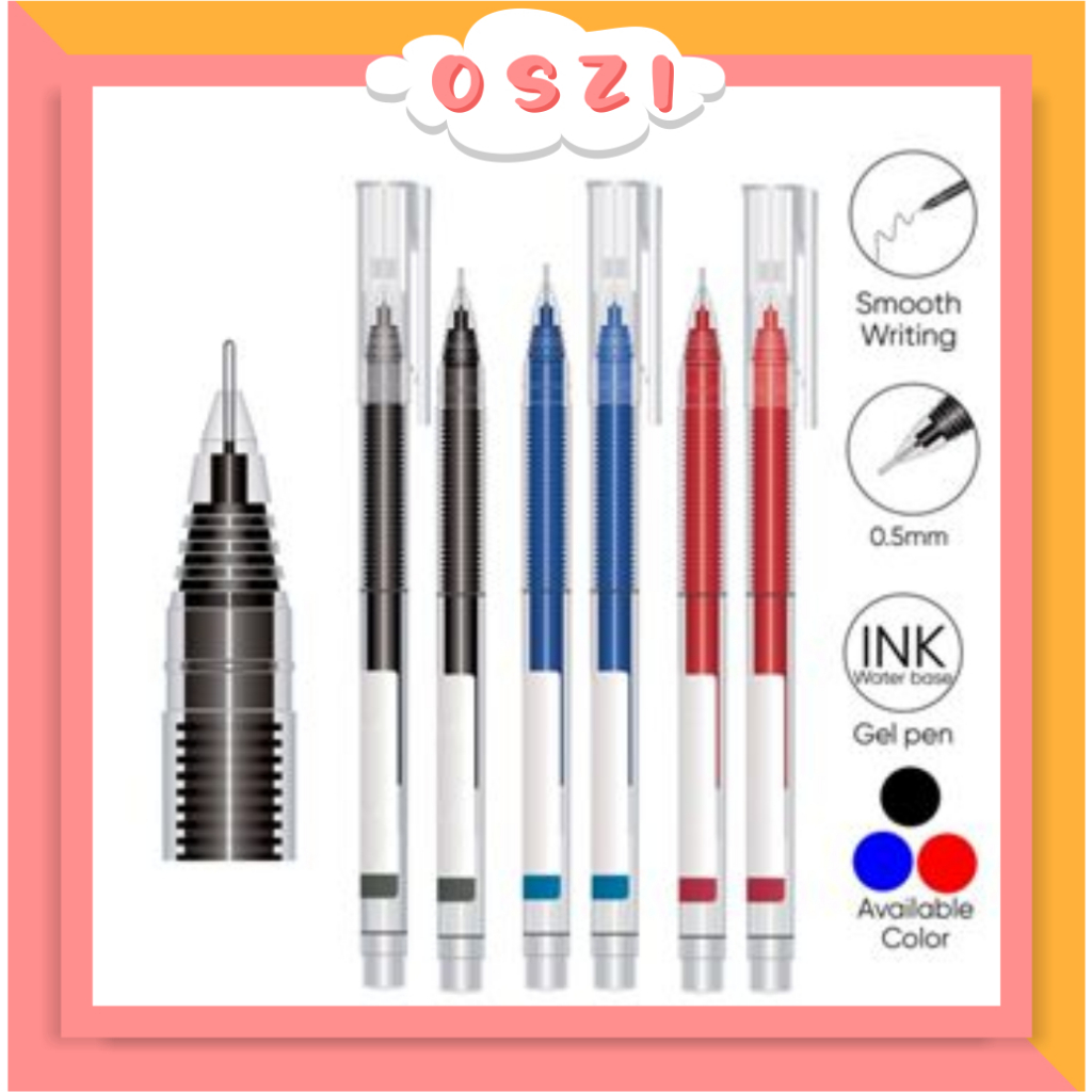 

OZ Roller Pen Gel 0.5mm Penca Cair Cepat Kering Biru Hitam Merah S083