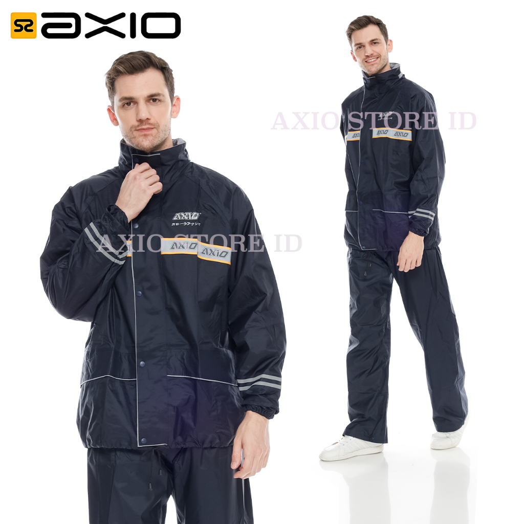 Jas Hujan Axio Navy Original Bahan Lebih Tebal Bergaransi