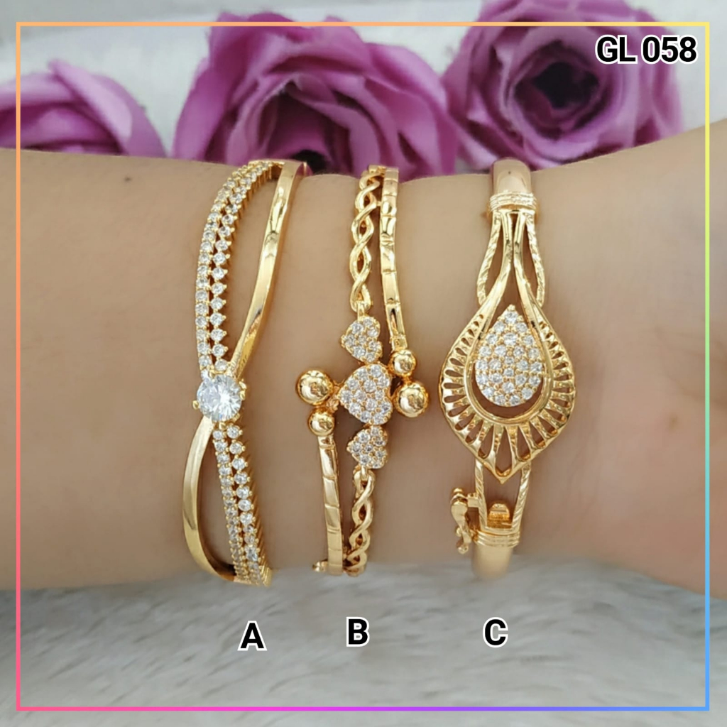 Gelang xuping gelang dewasa bangle permata love perhiasan wanita murah lapis emas gold GL 058