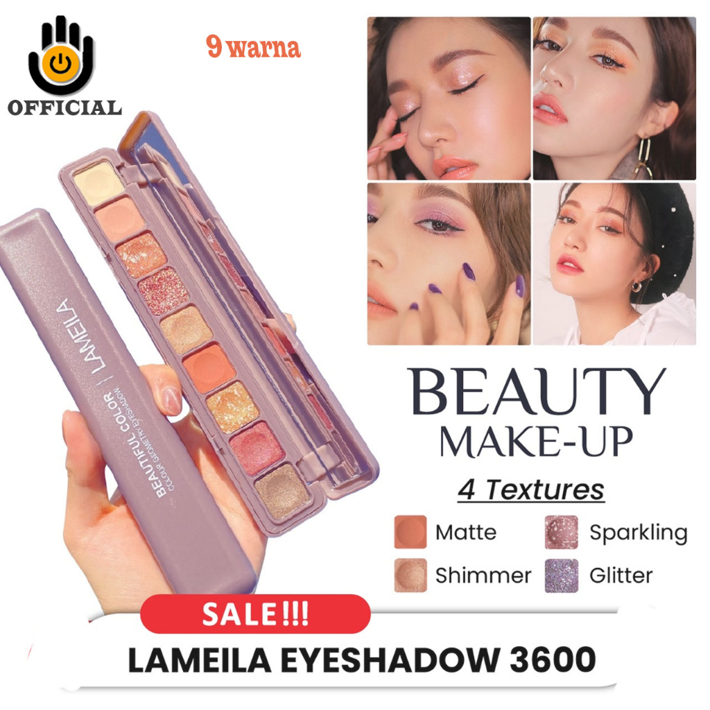 LAMEILA 3600 Eyeshadow Korean Palette 9 Warna Pigmented Matte and Glitter Korean