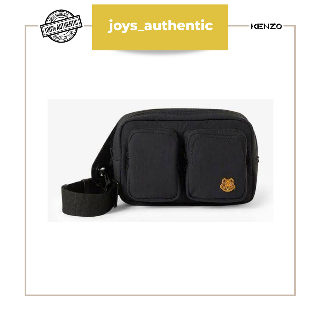 Tas wanita Kenzo tiger crest belt bag hitam Black woman bag authentic original