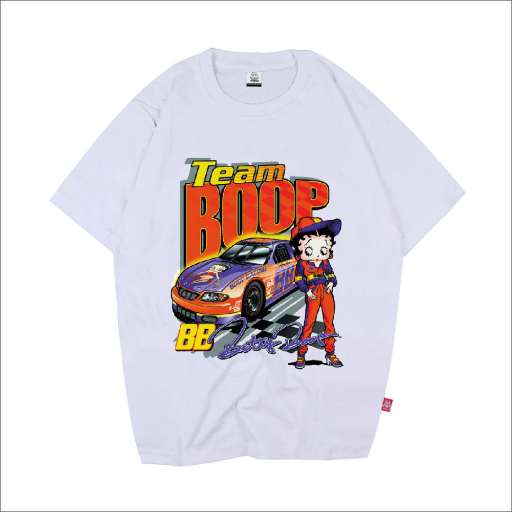 kaos vintage team betty boop racers nascar rumble champion t-shirt white pria & wanita retro racing 