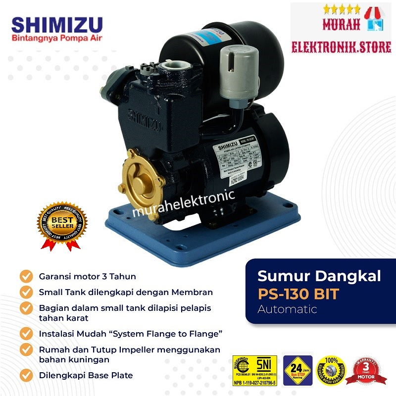 Pompa air Sumur Dangkal Shimizu Automatic Otomatis Pump PS 130 BIT / PS130BIT / PS-130 BIT