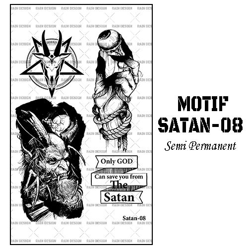 RAINDESIGN-Stiker tato anti air Seri Satan-08 / Tato temporer semi permanent Fruit Ink / Tato stiker