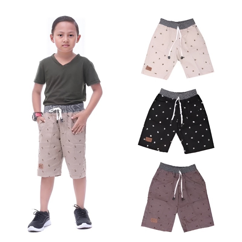 2-9 Tahun / Celana Pendek Anak Motif Random Printing / Paket Murah Bahan Cotton Drill