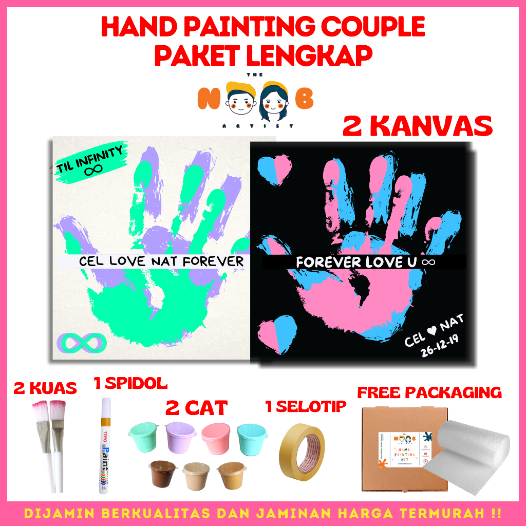 Hand Painting Kit Canvas By The Noob Artist| Hand Painting Couple | Kanvas Tangan Couple | Cap Tangan Couple