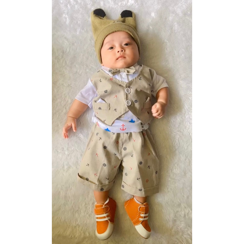 setelan rompi bayi 0 12 bulan newborn vest TUXEDO Baju Pesta kondangan Setelan Kemeja Celana Lucu Anak Bayi Cowok Laki  GRIZZ / CRABBY / MILK JAM / ROMPI PAUS / CAPTAIN / MR JOHN / LUC / ANIMAL BIKE