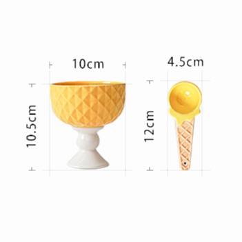 Gelas Ice Cream Cone 3D Sendok Tempat Minum Keramik Bentuk Makanan Gift Unik GH 601006