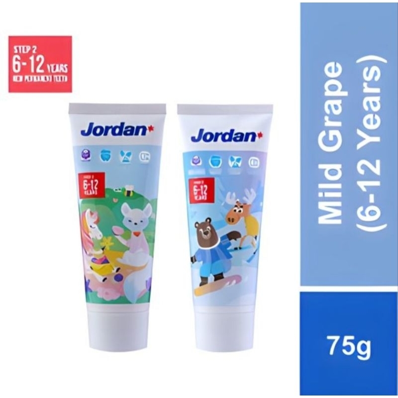 Jordan ToothPaste Step 1 Mild Strawberry 0 - 5 Tahun &amp; 6-12 Tahun / pasta gigi bayi &amp; anak