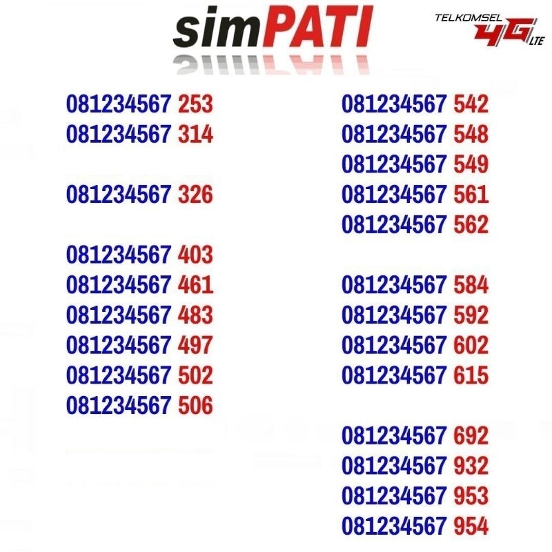 Simpati 081234567 Nomor Cantik Telkomsel 4G LTE