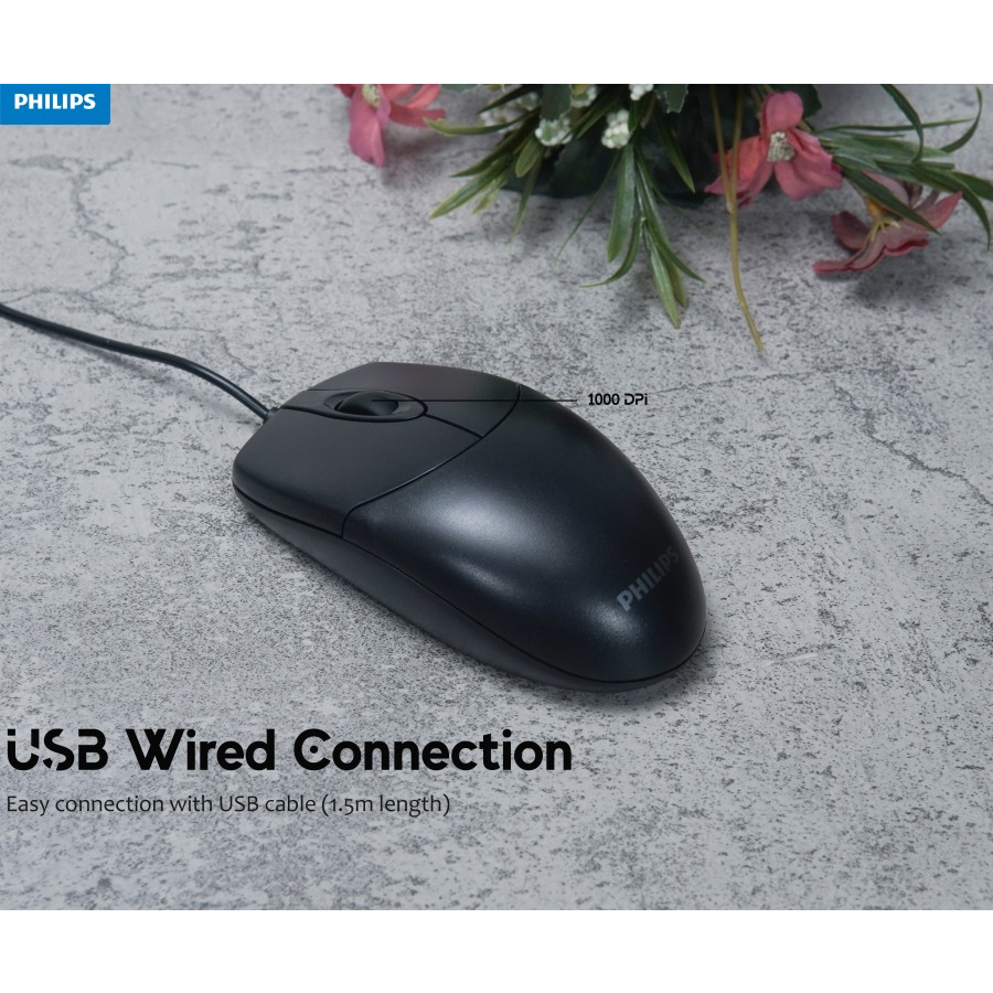 Mouse Wired USB Kabel Philips M234 1000 DPI