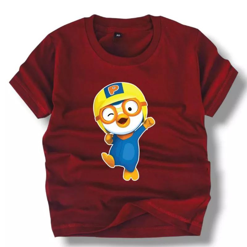 Kaos sablon dtf anak unisex gambar pororo viral usia 1-7 tahun