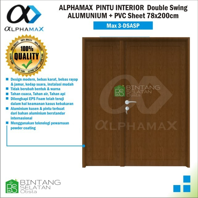 PINTU ALUMUNIUM ALPHAMAX Max 3-DSASP 1233x2100 Pintu Aluminium Modern