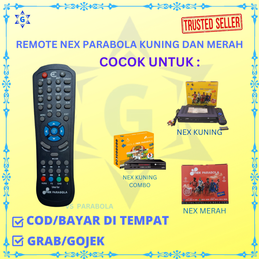NEX PARABOLA REMOTE RECEIVER NEX HITAM/PUTIH/KUNING/GARUDA G1 TERLARIS