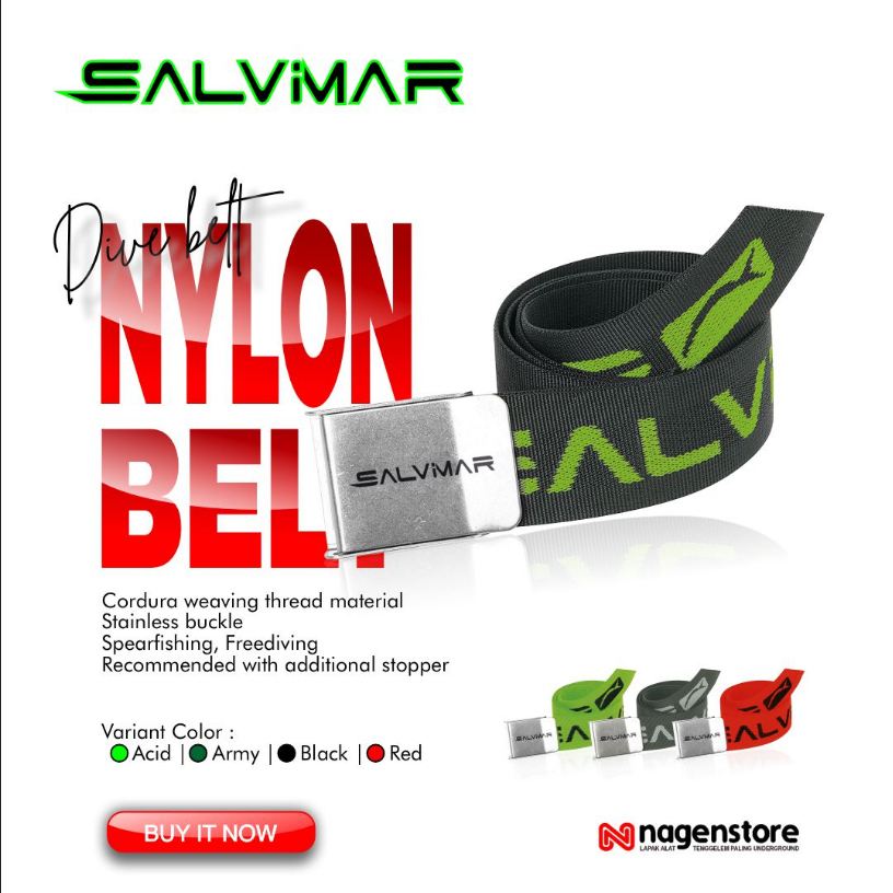 Salvimar Belt Nylon Green Acid Hijau Weightbelt Belt Salvimar Sabuk Freediving Spearfsihing