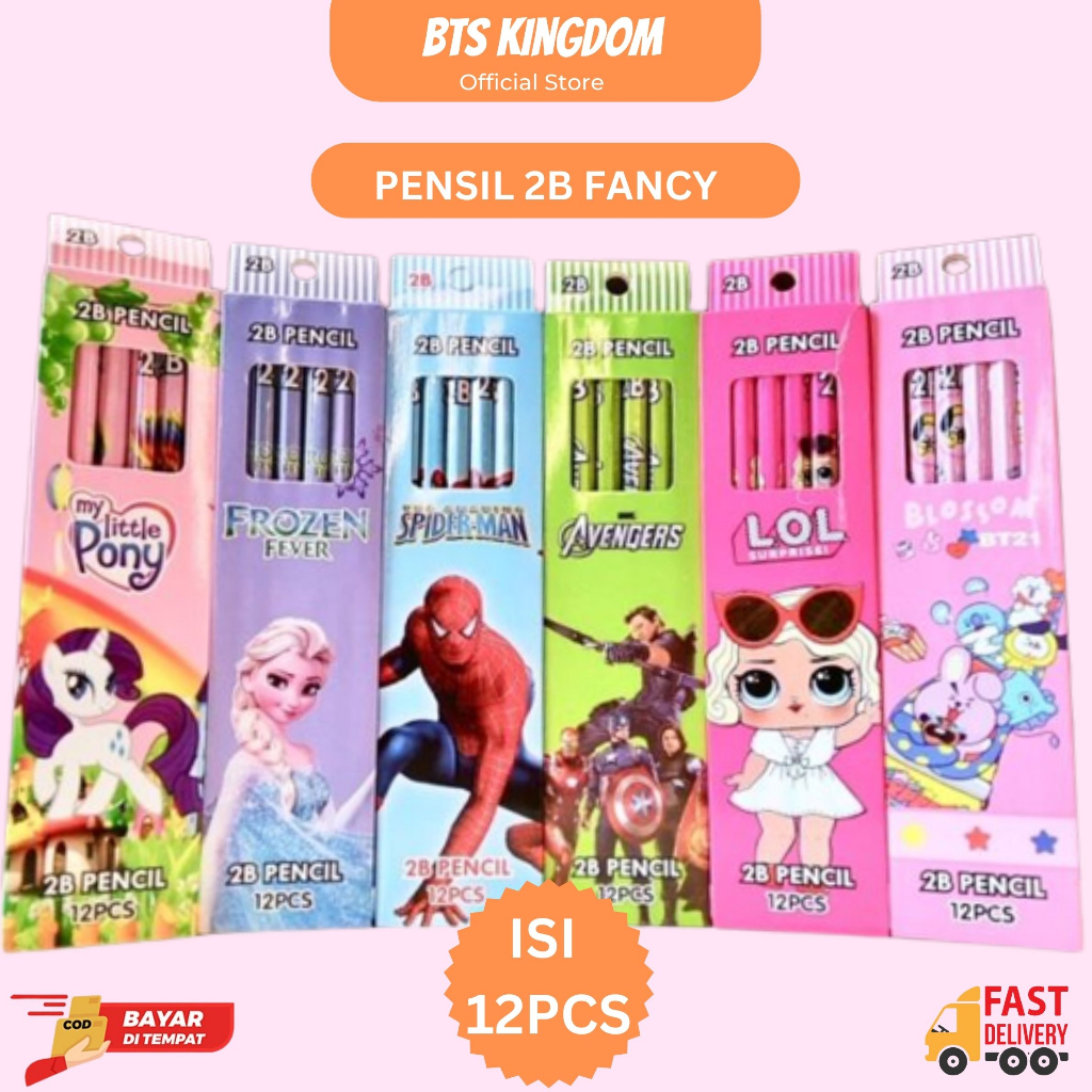 

Pensil 2B Fancy Karakter isi 12pcs Pensil 2B Kayu Lucu