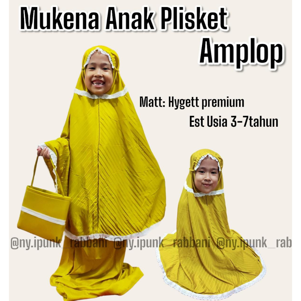 MUKENA PLISKET ANAK FREE AMPLOP Mukena Anak Hygett Super Premium