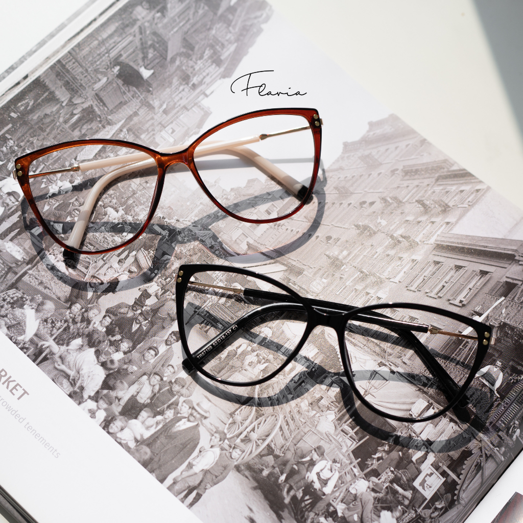 Flavia Eyewear - Kacamata Wynn Oval Acetat  (custom minus, photochromic, blueray, bluechromic dan photobrown)