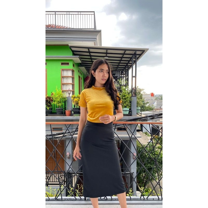 VIKA Korean Velvet Crop Top / Crop Top Bludru 024 (Size XS-XL)