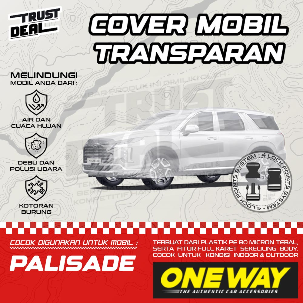 Sarung Cover Mobil Plastik HYUNDAI PALISADE Waterproof Tebal Transparan Anti Air