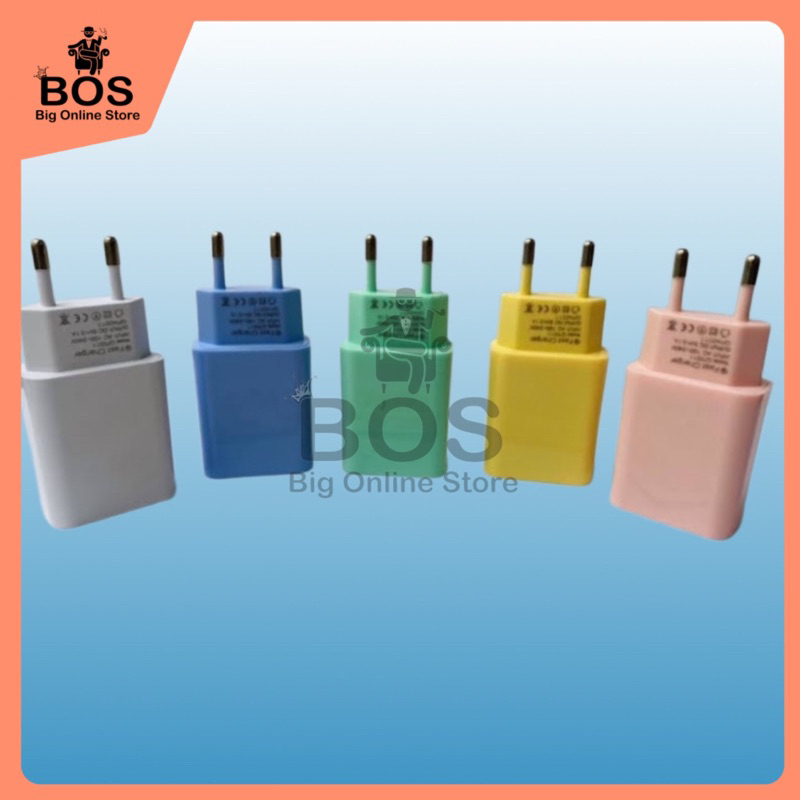 BOS - BATOK CHARGER MACARON 1 USB | ADAPTOR KEPALA CAS MAKARON WARNA/I 1USB