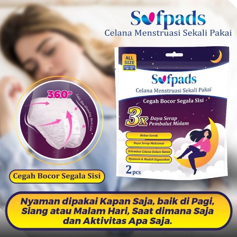 CELANA MENSTRUASI SOFPADS ALL SIZE, PEMBALUT WANITA VIRAL ISI 2PCS